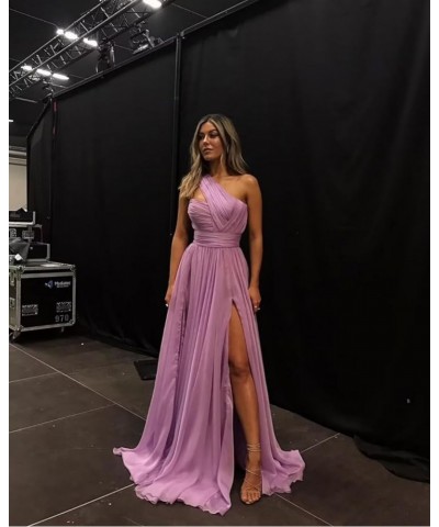 Women's One Shoulder Bridesmaid Dresses for Wedding Long Chiffon A-Line Slit Formal Evening Gown Lavender $29.14 Dresses