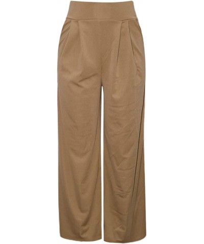 Women's Stretchy Wide Leg Palazzo Lounge Pants Casual Comfy High Waist Pajama Pants Khaki $15.18 Activewear