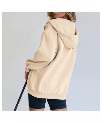 Women's Cute Hoodies Girl Fall Jacket Oversized Sweatshirts Casual Drawstring Zip Up Y2K Hoodie with Pocket Pullover A1-khaki...