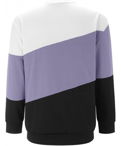 Sweatshirts for Women Loose Fit Casual Long Sleeve Crew Neck Comfy Versatile Pullover Tops With Pockets Purple-b $5.12 Shirts