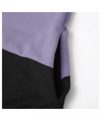 Sweatshirts for Women Loose Fit Casual Long Sleeve Crew Neck Comfy Versatile Pullover Tops With Pockets Purple-b $5.12 Shirts