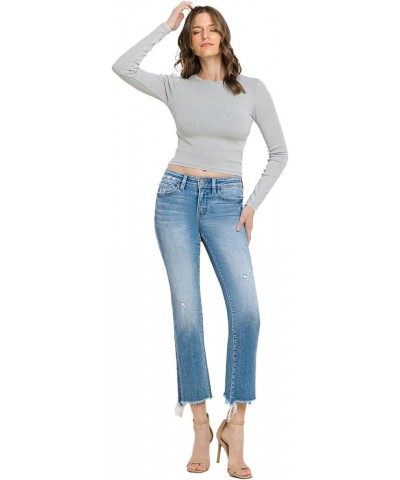 Flying Monkey - Mid Rise Distressed Hem Ankle Bootcut Jean - F5011 Lightblue $39.54 Jeans