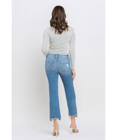 Flying Monkey - Mid Rise Distressed Hem Ankle Bootcut Jean - F5011 Lightblue $39.54 Jeans