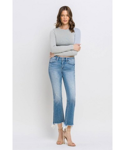 Flying Monkey - Mid Rise Distressed Hem Ankle Bootcut Jean - F5011 Lightblue $39.54 Jeans