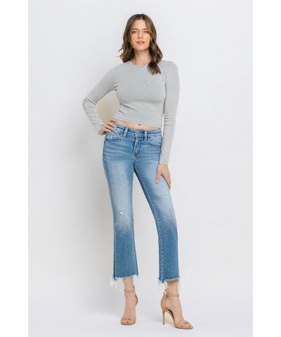 Flying Monkey - Mid Rise Distressed Hem Ankle Bootcut Jean - F5011 Lightblue $39.54 Jeans