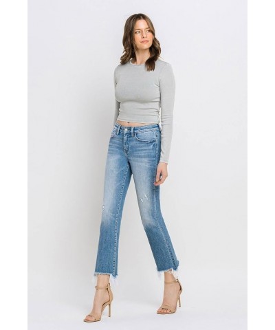 Flying Monkey - Mid Rise Distressed Hem Ankle Bootcut Jean - F5011 Lightblue $39.54 Jeans