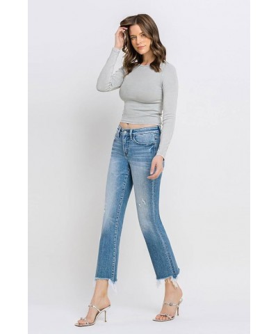 Flying Monkey - Mid Rise Distressed Hem Ankle Bootcut Jean - F5011 Lightblue $39.54 Jeans