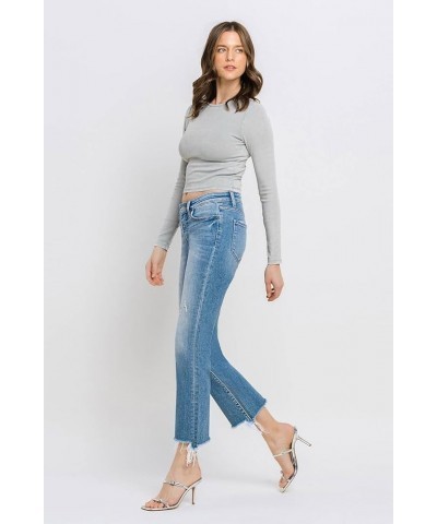 Flying Monkey - Mid Rise Distressed Hem Ankle Bootcut Jean - F5011 Lightblue $39.54 Jeans