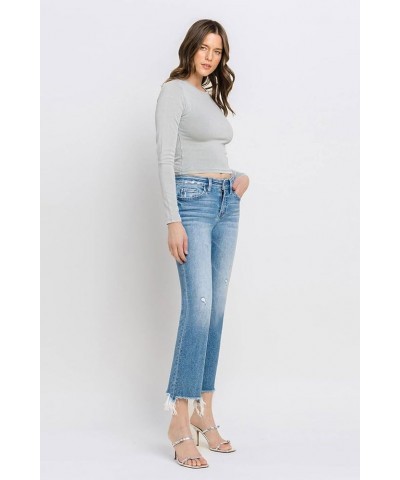 Flying Monkey - Mid Rise Distressed Hem Ankle Bootcut Jean - F5011 Lightblue $39.54 Jeans