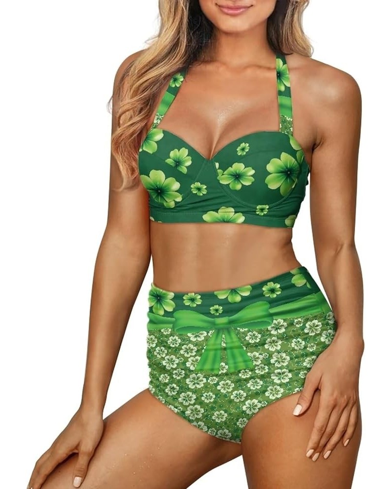 Women'2 Piece Halter Push up Bikini Set Tie Side Swimsuit Bathing Suit Beachwear Green Bow Tie $19.94 Swimsuits