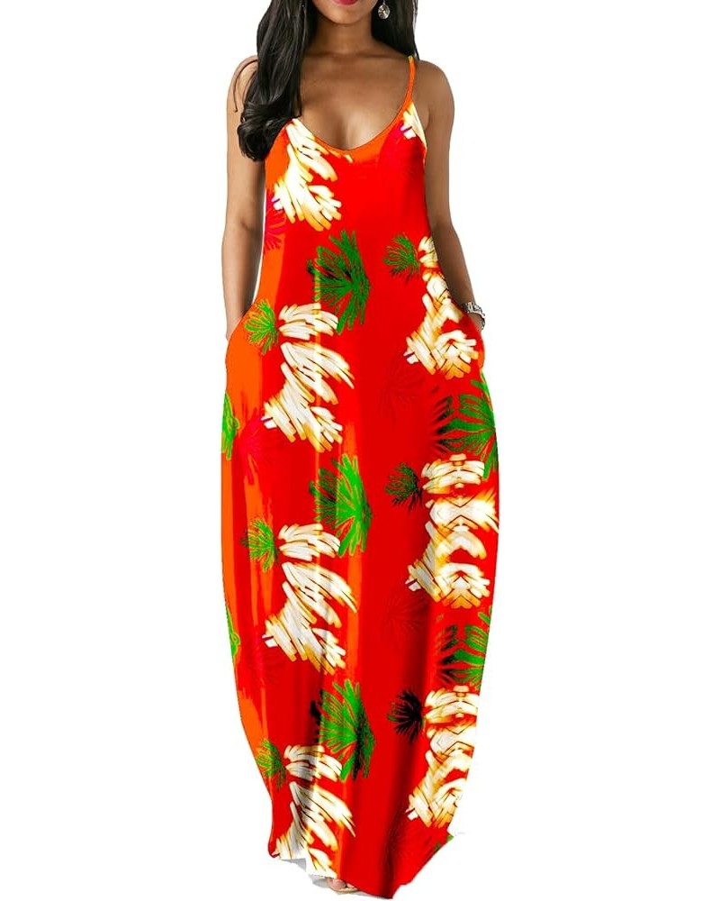 Womens Maxi Dresses Adjustable Shoulder Strap Floral Printed Casual V Neck Loose Party Dress Beach Sundress 01 Floral-71 $13....