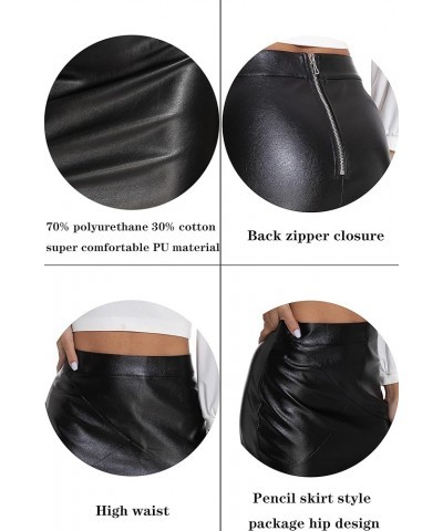 Women's High Waisted Faux Leather Mini Pencil Skirt - Classic & Slim Black $10.33 Skirts