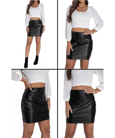 Women's High Waisted Faux Leather Mini Pencil Skirt - Classic & Slim Black $10.33 Skirts