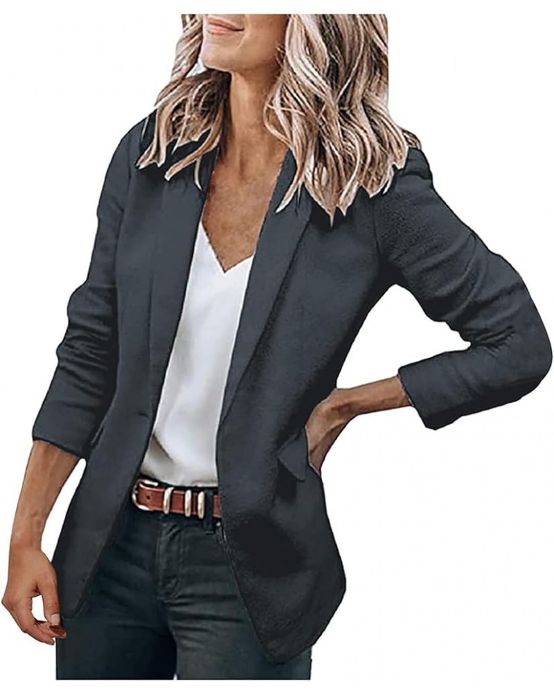 Womens Casual Blazers Long Sleeve Open Front Jackets Blazers Fashion Dressy Work Business Outfits Plus Size Cardigan B Dark G...