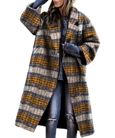 2023 New European And American Autumn Women's Long Sleeved Lapel Coat Printed Woolen Long Coat Car Coat Women Ba-yellow $12.4...