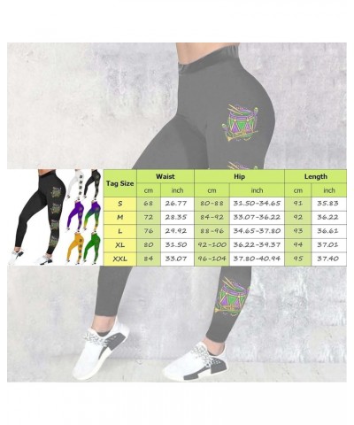 Mardi Gras Leggings for Women Plus Size High Waisted Sports Workout Leggings Tights Ummy Control Stretch Running Yoga Pants Z...