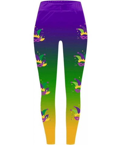 Mardi Gras Leggings for Women Plus Size High Waisted Sports Workout Leggings Tights Ummy Control Stretch Running Yoga Pants Z...