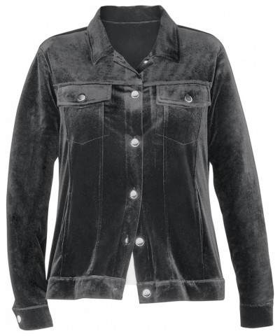 Flattering Velvet Jean-Style Button-down Jacket Black $14.06 Jackets