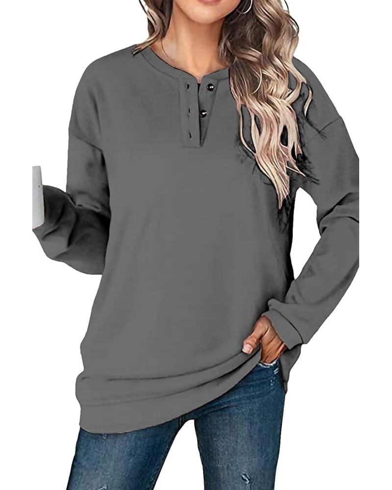 Womens Sweatshirts Fall Fashion 2023 Long Sleeve Tops Casual Crewneck Comfy Shirts E-gray $14.33 Hoodies & Sweatshirts