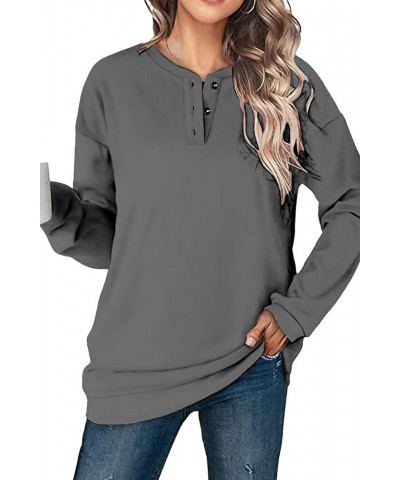 Womens Sweatshirts Fall Fashion 2023 Long Sleeve Tops Casual Crewneck Comfy Shirts E-gray $14.33 Hoodies & Sweatshirts