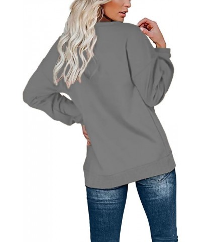 Womens Sweatshirts Fall Fashion 2023 Long Sleeve Tops Casual Crewneck Comfy Shirts E-gray $14.33 Hoodies & Sweatshirts