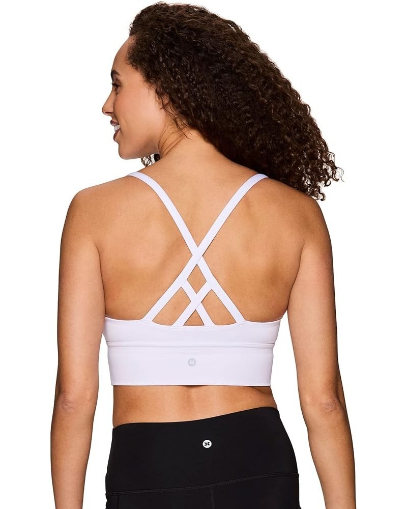 Active Women's Fashion Strappy Seamless Low Impact Workout Sports Bra Criss Cross White $17.34 Lingerie