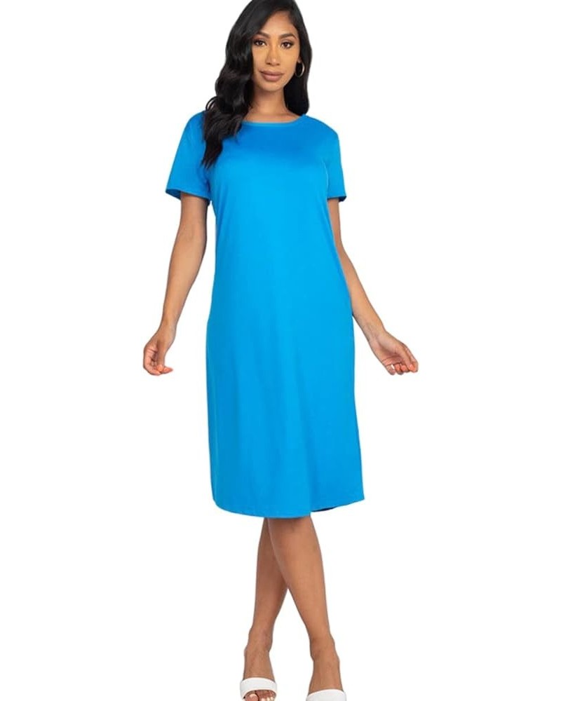 Women's T-Shirt Midi Dress Blue $13.02 Dresses