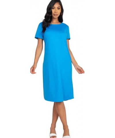 Women's T-Shirt Midi Dress Blue $13.02 Dresses