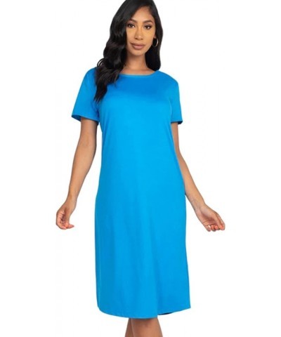 Women's T-Shirt Midi Dress Blue $13.02 Dresses