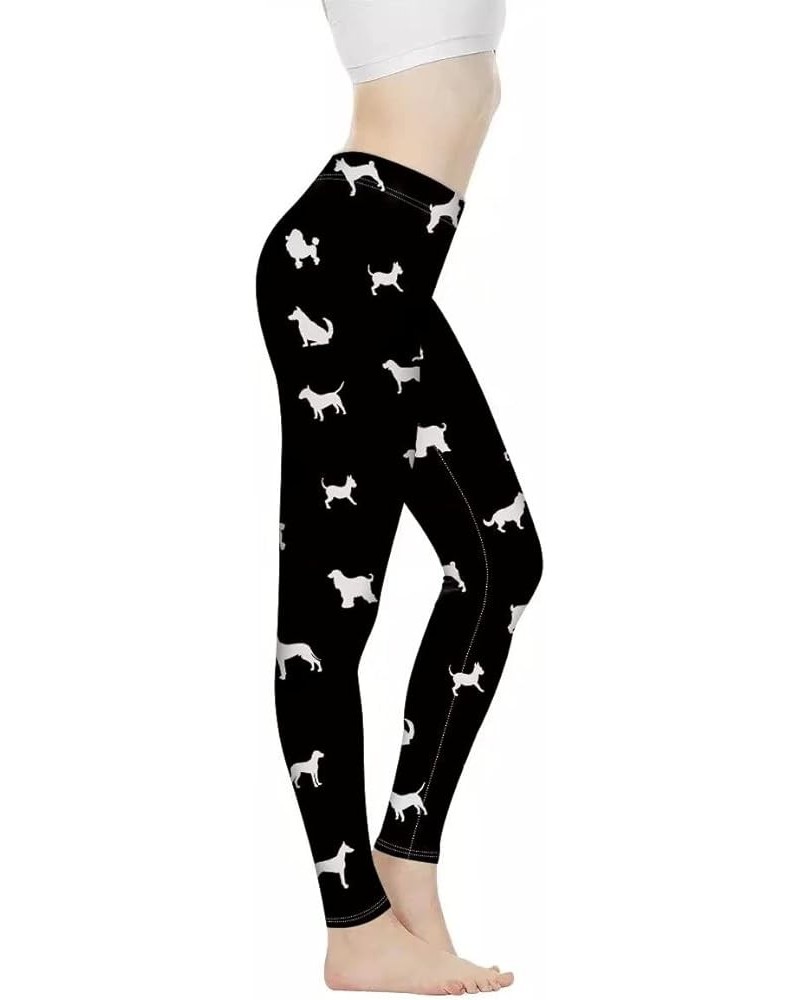 High Waisted Legging for Women Indoor Sports Soft Athletic Pant for Yoga Workout Black Cute Dog $10.43 Leggings