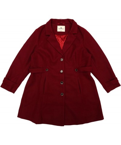 Plus Size Coat for Women Single Breasted Notched Lapel Elegant Winter Long Coat Burgundy $44.81 Coats