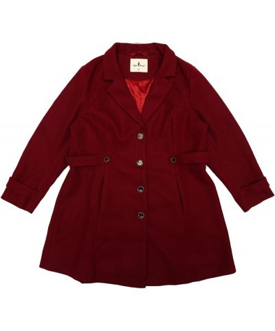 Plus Size Coat for Women Single Breasted Notched Lapel Elegant Winter Long Coat Burgundy $44.81 Coats