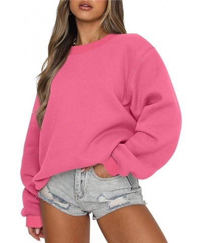 Oversized Sweatshirts for Women Crew Neck Tshirts Long Sleeve Tunic Tops Dressy Cute Shirts Holiday Shirts A21 Hot Pink, Long...