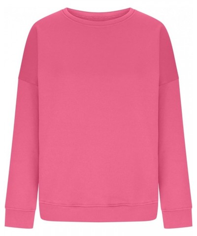 Oversized Sweatshirts for Women Crew Neck Tshirts Long Sleeve Tunic Tops Dressy Cute Shirts Holiday Shirts A21 Hot Pink, Long...