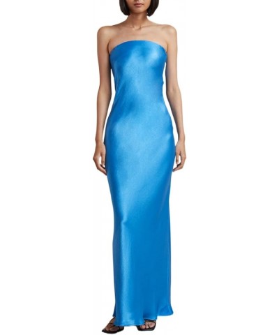 Women Cut Out Sexy Bodycon Maxi Dresses Y2K Spaghetti Strap Backless Cami Dress Low Cut Split Elegant Party Gown H-blue $9.20...