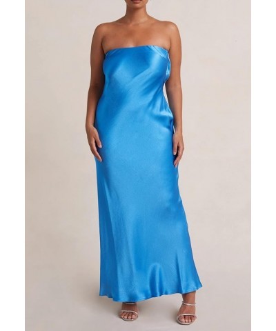 Women Cut Out Sexy Bodycon Maxi Dresses Y2K Spaghetti Strap Backless Cami Dress Low Cut Split Elegant Party Gown H-blue $9.20...