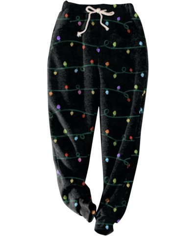 Christmas Women's Fleece Sweatpants Sherpa Lined Winter Warm Athletic Jogger Xmas Snowflake Printed Thermal Pants Black-001 $...