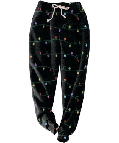 Christmas Women's Fleece Sweatpants Sherpa Lined Winter Warm Athletic Jogger Xmas Snowflake Printed Thermal Pants Black-001 $...