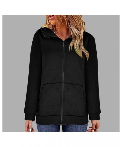 Hoodies for Women Trendy Pullover Zip Up Plus Size Hooded 2023 Hoodie Solid Color Sweatshirts Woman Blouse Clothes 07 Black $...