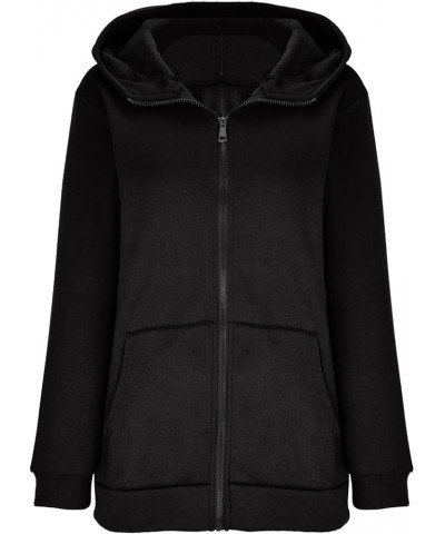 Hoodies for Women Trendy Pullover Zip Up Plus Size Hooded 2023 Hoodie Solid Color Sweatshirts Woman Blouse Clothes 07 Black $...