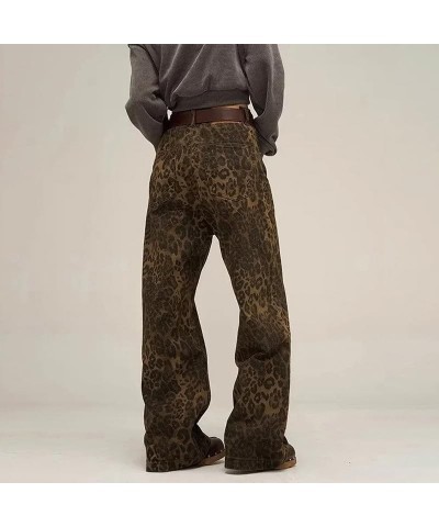 Tan Leopard Jeans Women&Men Denim Pants Female Oversize Wide Leg Trousers Street Wear Hip Hop Vintage Cotton Loose Casual Sma...