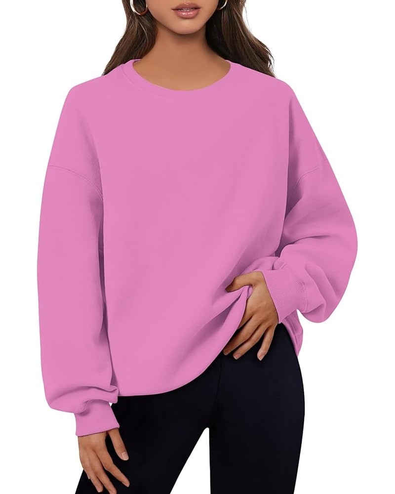 Womens Oversized Sweatshirts Fleece Crew Neck Loose Fit Long Sleeve Pullover No Hoodies Fall Winter Outfits Tops Hot Pink $17...