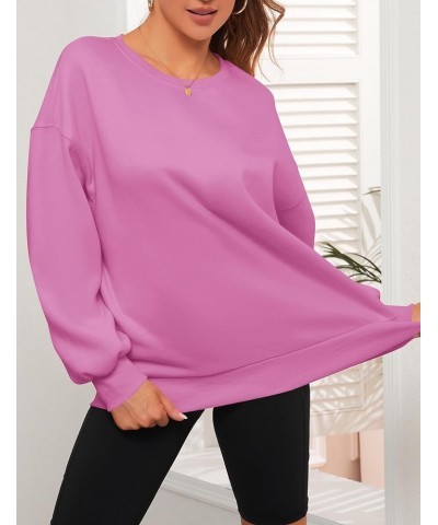 Womens Oversized Sweatshirts Fleece Crew Neck Loose Fit Long Sleeve Pullover No Hoodies Fall Winter Outfits Tops Hot Pink $17...