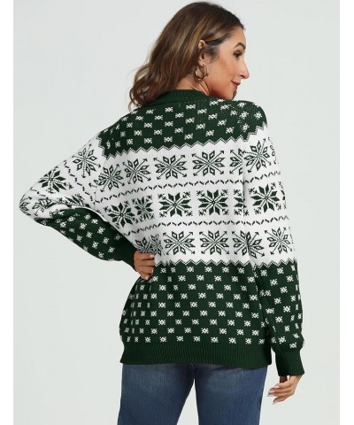 Women's Ugly Christmas Sweaters Snowflake Reindeer Long Sleeve Holiday Knit Xmas Sweater Pullover Tops Light Green $14.70 Swe...