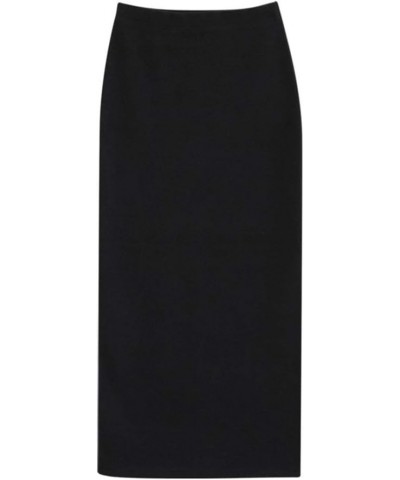 Women's Fleece Lined One Side Split Jersey Pull On Pencil Long Skirt Black $19.37 Skirts