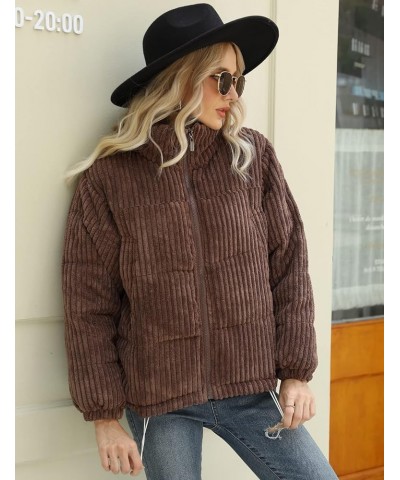 Women' s Corduroy Puffer Jacket Full Zip Puffy Jackets Long Sleeve Winter Bubble Coats Warm Outerwear Coats 01coffee $9.00 Ja...