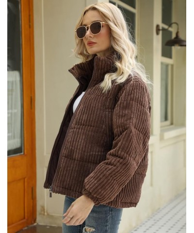 Women' s Corduroy Puffer Jacket Full Zip Puffy Jackets Long Sleeve Winter Bubble Coats Warm Outerwear Coats 01coffee $9.00 Ja...