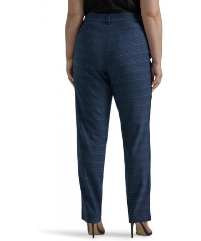 Women's Plus Size Wrinkle Free Relaxed Fit Straight Leg Pant Navy/Insignia Blue Plaid $19.59 Pants