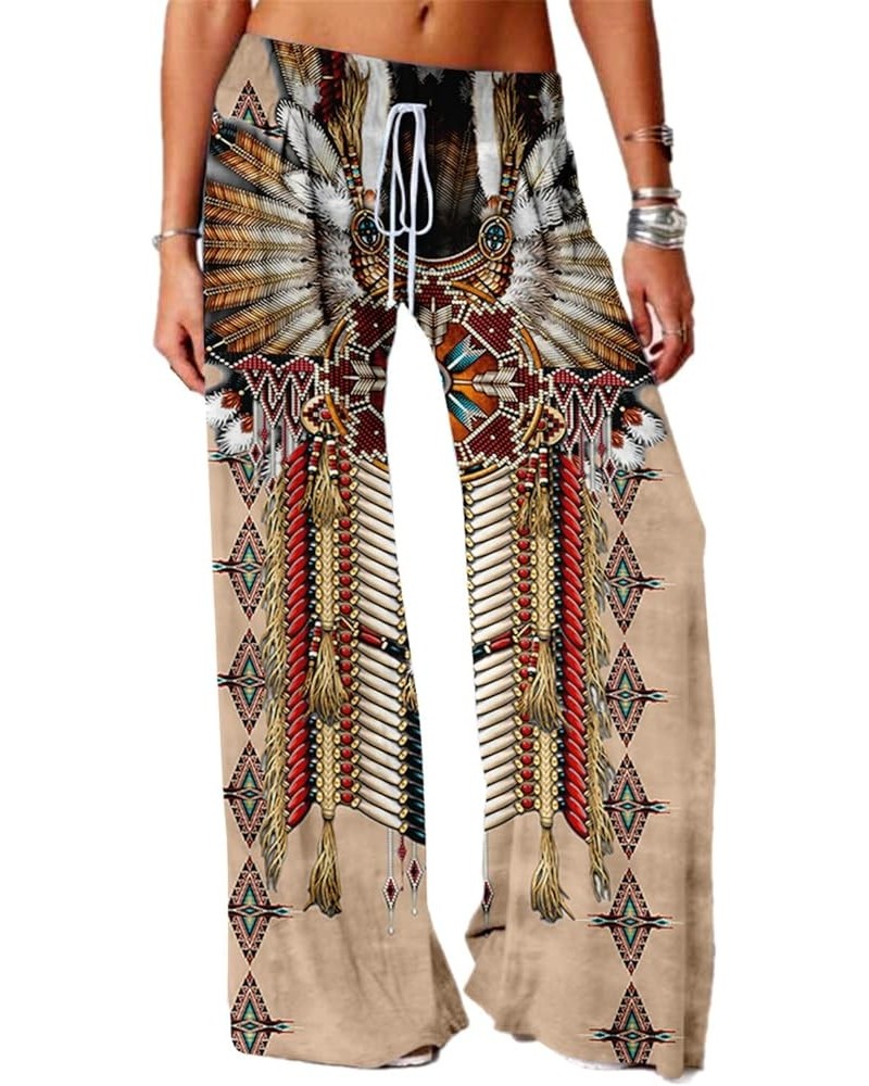 Womens Native Indians Pants Casual 3D Graphic Native American Wide Pants Trousers Featherstripe $11.52 Activewear