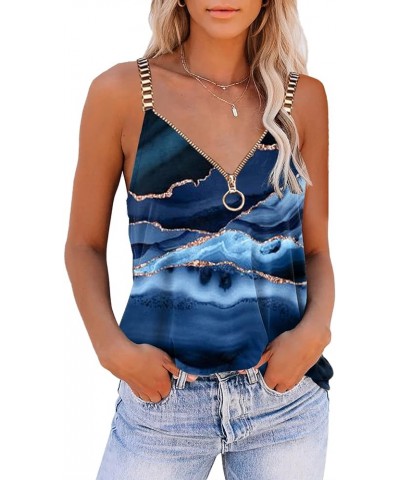 Summer Tank Tops for Women V Neck Womens Fashion Sleeveless Top Loose Fit Casual Stripe Shirts Blouse 1-jsblue $12.69 Tanks